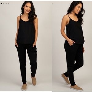 Pink Blush Maternity Black Sleeveless Jumpsuit